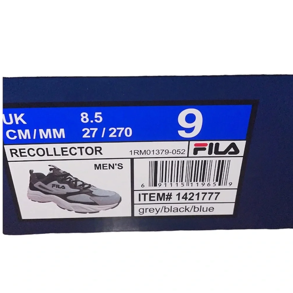 Fila Athletic Shoes Recollector Grey Black Blue # 1421777 Mens Size 9